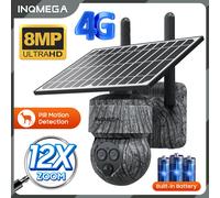 INQMEGA 8MP 4G SIM Card / WIFI Telecamera solare Protezione di sicurezza esterna Registrazione CCTV Dezione umanoide nella foresta / fattoria WIFI