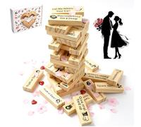 INQUIRLLY Giochi di coppia Lust Tumbling Tower Games per adulti, 48 pezzi gioco cattivo in legno, divertimento per feste al coperto, blocchi impilabili per San Valentino, regali per adulti gioco