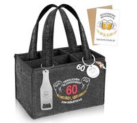 INQUIRLLY Regalo Uomo 60 Anni, Borsa per bottiglie di birra per il 60 Anni Compleanno di un Signore, Borsa a Mano da Uomo per Birra, Regali di Compleanno Alla Birra