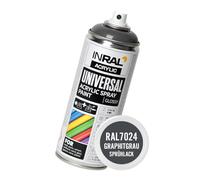 INRAL Vernice spray - grigio grafite lucido RAL 7024 vernice spray universale 400 ml. bomboletta spray per metallo, plastica, legno e pietra, alta copertura, resistente alla pioggia e ai raggi UV, per