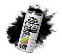 INRAL Vernice spray - nero intenso RAL 9005 vernice spray universale 400 ml. Bomboletta spray per metallo, plastica, legno e pietra, alta copertura, resistente alla pioggia e ai raggi UV, per interni