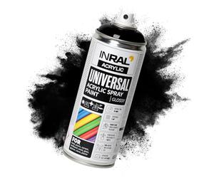 INRAL Vernice spray - nero scuro opaco RAL9005 vernice spray universale 400 ml. bomboletta spray per metallo, plastica, legno e pietra, alta copertura, pioggia e resistente ai raggi UV, per interni ed
