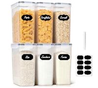 Inreeme Contenitori Ermetici Alimentari con Coperchio 4L - Set da 6 Scatole di Conservazione per Cucina in Plastica, Ideale per Farina, Muesli, Cornflakes e Cereali, Include 8 Etichette e 1 Pennarello