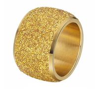 INRENG Anello da donna in acciaio inossidabile con paillettes lucide pavimenta sabbiata larga fede nuziale argento, rosa, oro, nero, Metallo, Nessuna pietra preziosa