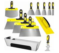INREPRO Set di Spatole in Acciaio Inossidabile per Stucco, 12 Pezzi Frattazzo Spatole per Stucco, Set Di Coltelli per Cartongesso per La Riparazione Del Muro con manico
