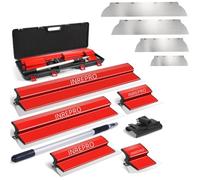 INREPRO Spatola per Stucco Spatola in Acciaio Inox Kit Spatole per Lisciatura Spatola di Finitura con Maniglia di Estensione e Lama di Ricambio (25+40+60+80 cm)