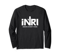 INRI Gesù Cristo Re degli Ebrei Croce Latina Design Maglia a Manica
