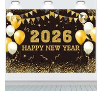 INRUI Buon Anno Fotografia Sfondo Oro 2025 Decorazione Banner Capodanno Tema Festa Backdrop (2,4 x 1,8 m)
