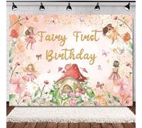 INRUI fato Primo Compleanno Fotografia Sfondo Magico Principessa Decorazione Striscione Floreale Farfalla Festa (2,1 x 1,)