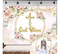 INRUI God Bless - Sfondo fotografico per la prima comunione, per festa di nascita, decorazione per foto (2,1 x 1,5 m)