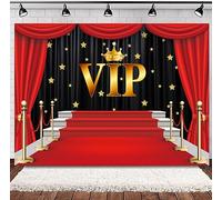 INRUI Red Carpet Fotografia VIP Backdrop Stage Canale Gold Glitter Spots Con Tenda Sfondo Partito Video Shoots Decorazioni (2,1 x 1,5 m)