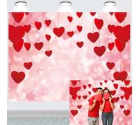 INRUI San Valentino Rosso Amore Cuore Fotografia Sfondo Romantico Amore Tema Matrimonio Anniversario Fidanzamento Festa Decorazione fotografica (2,4 x 1,8 m)