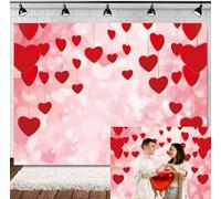 INRUI San Valentino Rosso Amore Cuore Fotografia Sfondo Romantico Amore Tema Matrimonio Anniversario Fidanzamento Festa Decorazione fotografica (1,8 x 1,2 m)