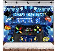 INRUI Sfondo fotografico per il 9° compleanno, con videogiochi, livello 9, sbloccato, decorazione ufficiale per feste di compleanno per ragazzi (2,1 x 1,5 m)