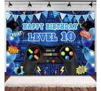 INRUI Sfondo fotografico per il decimo compleanno dei videogiochi, livello 10, sbloccato, decorazione ufficiale per feste di compleanno per ragazzi (2,1 x 1,5 m)