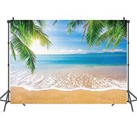 INRUI Tropical Beach Fotografia Sfondo Estate Palme Sfondo Blu Mare Cielo Sole Luau Sfondo a Tema (2,4 x 1,8 m)