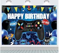 INRUI Videogioco Buon Compleanno Fotografia Sfondo Level up Gioco Tema Decorazioni Festa Backdrop (2,1 x 1,5 m)