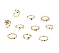 ins 10pcs Semplice Bella Stella Luna Anello per le Donne Trend Love Leaf Imitazione Perla Anello Set di Gioielli di Moda Professionisti