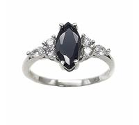 INS Stile Donne Punk Anello Gioielli Luce Di Lusso S925 Anello In Argento Sterling con Agata Nera Ovale Agata Nera Anniversario Regalo Festa di Compleanno