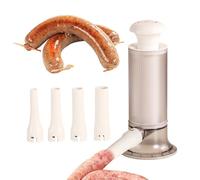 Insaccatrice Manuale per Salumi - Macchina per Salsicce Casalinghe | Strumento di Riempimento Verticale | Kit con 4 Imbuti Diversi, Ideale in Cucina e per Amanti della Carne, Facile da Usare e Pulire