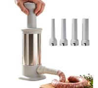 Insaccatrice Per Salsicce - Acciaio Inossidabile Manuale | 4 Tubi | Capacità Di Un Chilo, Pressa Verticale, Base Antiscivolo, Struttura In Abs Resistente Alla Ruggine, Per Colazione, Barbecue E