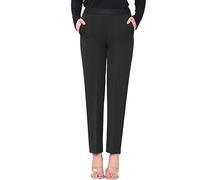 INSAFIANS - Pantaloni da donna a mezza elasticità da stirare | Pantaloni da ufficio per donna | Pantaloni formali da lavoro, Nero , 52 lungo