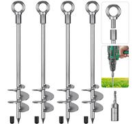 Insaga Picchetti per tenda, 45 cm, resistenti, in metallo, con lama a spirale, per altalena, campeggio, capannone, cane/tettoia con occhiello fisso, confezione da 4