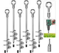 Insaga Picchetti per tenda, 45 cm, resistenti, in metallo, con lama a spirale, per altalena, campeggio, capannone, cane/tettoia con occhiello fisso, confezione da 6