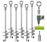 Insaga Picchetti per tenda, 61 cm, resistenti, in metallo, con lama a spirale, per altalena, campeggio, capannone, cane/tettoia con occhiello fisso, confezione da 6