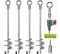 Insaga Picchetti per tenda, 61 cm, resistenti, in metallo, con lama a spirale, per altalena, campeggio, capannone, cane/tettoia con occhiello fisso, confezione da 4