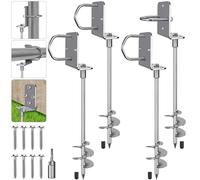 Insaga Picchetto per Tenda, Picchetto di Terra in Metallo per uso Intensivo, Lama a Spirale da 61cm, Vite in Kit per Trampolini, Kit per Altalena/Campeggio con Anello Fisso per Piastra, 4 pz