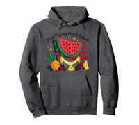 Insalata di Frutta Volante con Bandiera Felpa con Cappuccio, Unisex per Adulti, Grigio Scuro, S