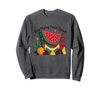 Insalata di Frutta Volante con Bandiera Felpa, Unisex per Adulti, Grigio Scuro, XL