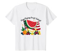 Insalata di Frutta Volante con Bandiera Maglietta, Bambini, Bianco, 6 Anni