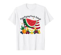 Insalata di Frutta Volante con Bandiera Maglietta, Uomo, Bianco, M