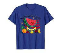 Insalata di Frutta Volante con Bandiera Maglietta, Uomo, Blu Reale, XXL