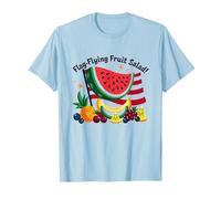 Insalata di Frutta Volante con Bandiera Maglietta, Uomo, Celeste, 3XL