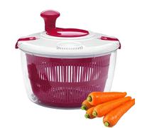 Insalatiera rotante - 5 l di frutta e verdura, insalatiera rotante manuale, centrifuga facile e veloce con coperchio sicuro e manico girevole, grande capacità asciugatrice rotante, Rosa acceso,