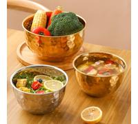 Insalatiera rotonda in acciaio inossidabile con finitura martellata per cucine domestiche, per lavare verdure, mescolare insalate e sbattere le uova (argento, 26 cm)