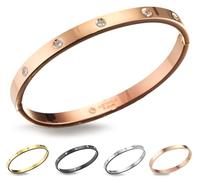 inSCINTILLE Bangle Bracciale Rigido Donna Uomo in Acciaio Inossidabile, Confezione Regalo Donna Uomo Inclusa, Braccialetti Bangles a Cerchio (Oro Rosa Punti Luce, Altezza 4mm - Circonferenza 18cm)