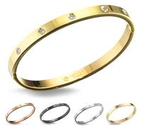 inSCINTILLE Bangle Bracciale Rigido Donna Uomo in Acciaio Inossidabile, Confezione Regalo Donna Uomo Inclusa, Braccialetti Bangles a Cerchio (Oro Punti Luce, Altezza 4mm - Circonferenza 21cm)