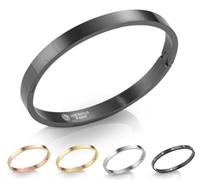 inSCINTILLE Bangle Bracciale Rigido Donna Uomo in Acciaio Inossidabile, Confezione Regalo Donna Uomo Inclusa, Braccialetti Bangles a Cerchio (Nero, Altezza 8mm - Circonferenza 18cm)