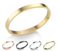 inSCINTILLE Bangle Bracciale Rigido Donna Uomo in Acciaio Inossidabile, Confezione Regalo Donna Uomo Inclusa, Braccialetti Bangles a Cerchio (Oro, Altezza 8mm - Circonferenza 21cm)