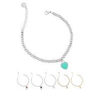 inSCINTILLE Bracciale e Collana Donna Cuore Verde Acqua in Acciaio Inossidabile