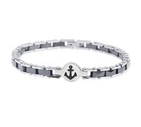 inSCINTILLE Bracciale Uomo in Accciaio inossidabile con Ceramica e Centrale Vari Simboli, braccialetto con Ancora Rosa dei venti Albero della vita, confezione regalo inclusa (Ancora Nero)