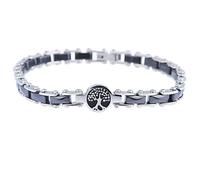 inSCINTILLE Bracciale Uomo in Accciaio inossidabile con Ceramica e Centrale Vari Simboli, braccialetto con Ancora Rosa dei venti Albero della vita, confezione regalo inclusa (Albero vita Nero)