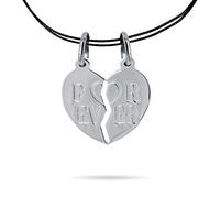 inSCINTILLE Collana coppia con Cuore Divisibile lui e lei in Argento 925 Vari Soggetti per fidanzati, puo essere spezzato