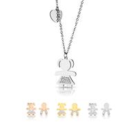 inSCINTILLE Collana Donna in Acciaio Inossidabile con Ciondolo Bebè e Cristalli Strass (Bimba Argento)