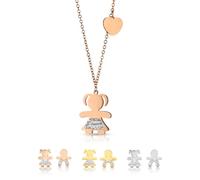 inSCINTILLE Collana Donna in Acciaio Inossidabile con Ciondolo Bebè e Cristalli Strass (Bimba Oro Rosa)