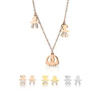 inSCINTILLE Collana Donna in Acciaio Inossidabile con Ciondolo Bebè e Cristalli Strass (Bimbi Oro Rosa)